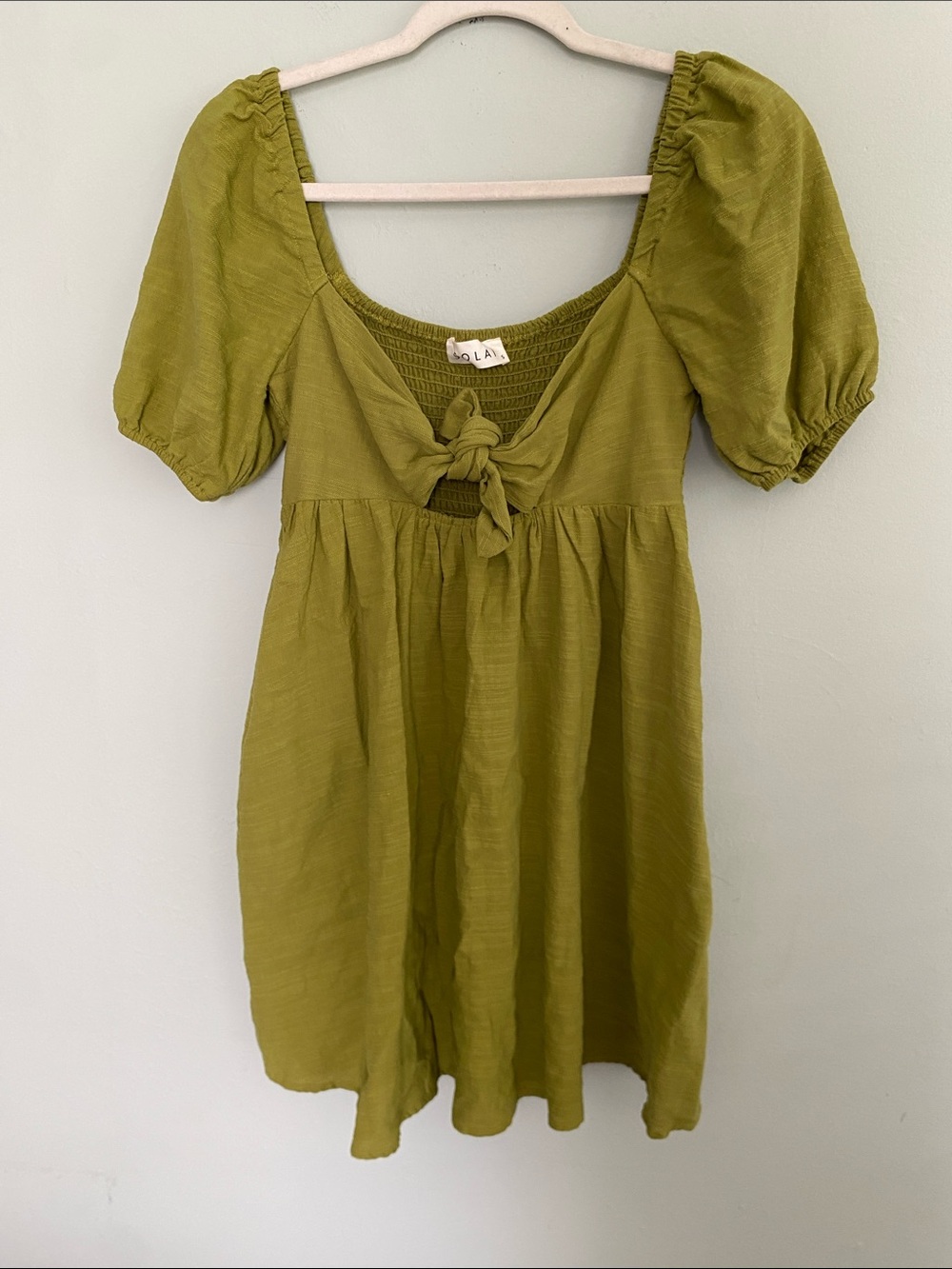 Solai the Label Lively Cotton Mini Dress in Olive Green Size Small - Picture 6 of 10